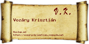Vozáry Krisztián névjegykártya